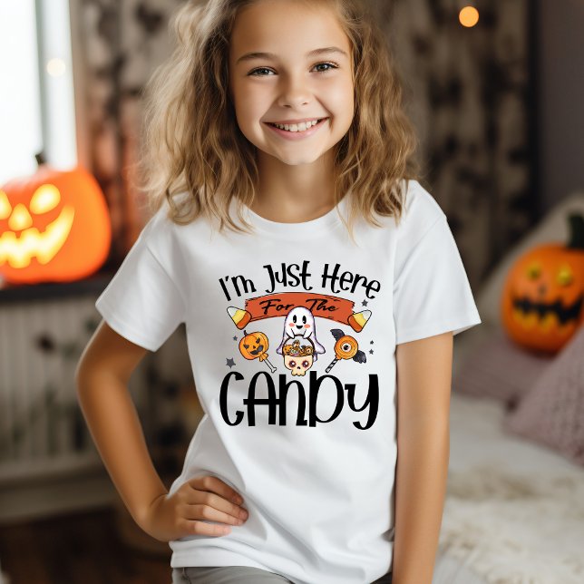 Camiseta Estou aqui para o Dia das Bruxas Doces (I'm Just Here for the Candy Cute Halloween T-Shirt)