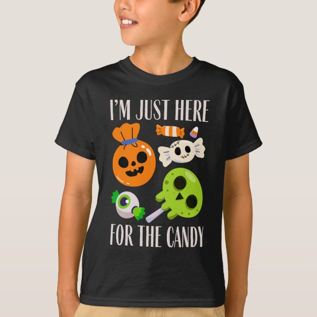 Camiseta estou aqui para o doce halloween engraçado (Frente)