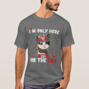 Camiseta Estou aqui para o gato, flores de gato e gata, mã