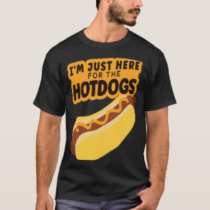 Camiseta Estou aqui para o sanduíche do cachorro-quente