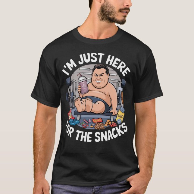 Camiseta Estou aqui para os aperitivos - Engraçado. (Frente)