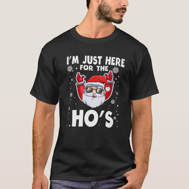 Camiseta Estou aqui para os Papais noeis de Natal Engraçado (Frente)