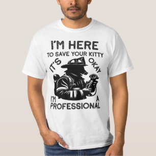 Camiseta Estou aqui para salvar seu Gatinho, bombeiro engra