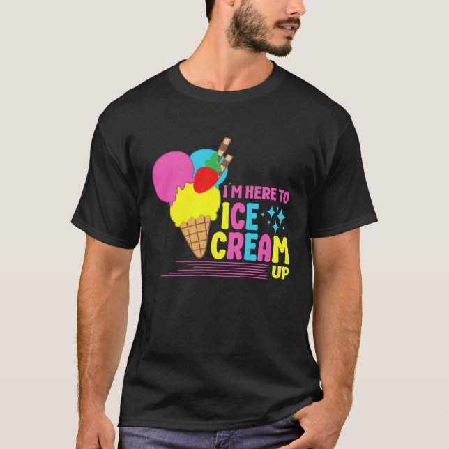 Camiseta Estou aqui para Sorvete Sundae Gelato Dessert Pop (Frente)