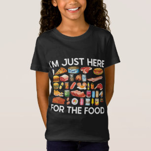 Camiseta Estou aqui pela Comida Engraçado Pizza Bacon Sushi