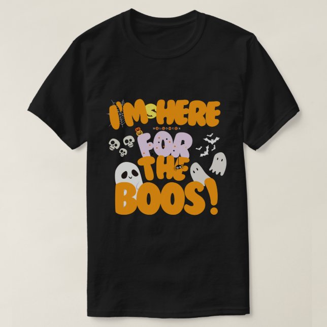 Camiseta Estou aqui pelos Boos! Ghost Cute Halloween (Frente do Design)