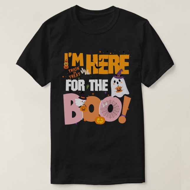 Camiseta Estou aqui pelos Boos! - Halloween Ghost Playful (Frente do Design)