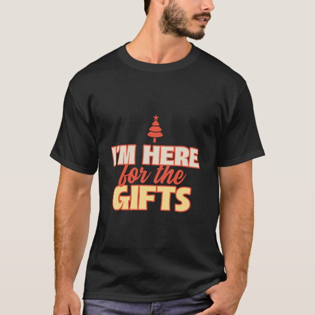 Camiseta Estou aqui pelos presentes | Feliz Natal Festivo (Frente)