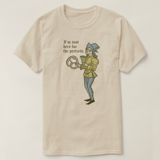 Camiseta "Estou aqui pelos Pretzels" (Frente do Design)