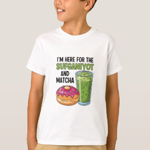 Camiseta Estou aqui por Sufganiyot e Matcha Hanukkah judeu