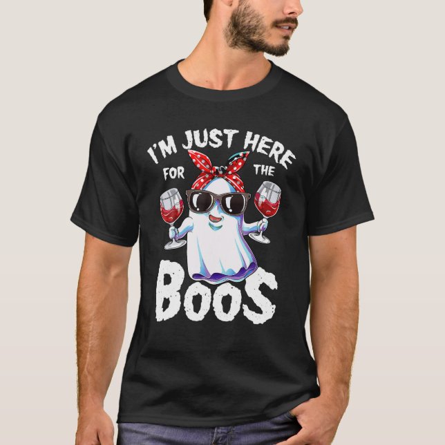 Camiseta Estou aqui só para as mulheres do Boos Halloween G (Frente)
