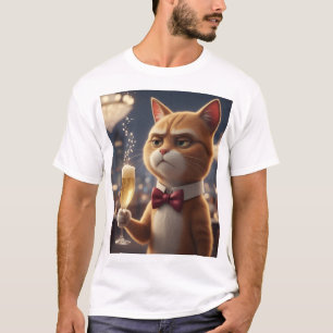 Camiseta Estou Aqui Só Pelo Champanhe – Gato Mal-Humorado d