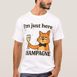 Camiseta Estou Aqui Só Pelo Champanhe – Gato Mal-Humorado d