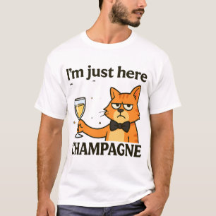 Camiseta Estou Aqui Só Pelo Champanhe – Gato Mal-Humorado d