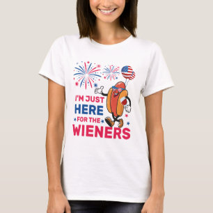 Camiseta Estou Aqui Só Pelos Cachorros-quentes, 4 de Julho