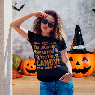 Camiseta Estou aqui só pelos doces! Mulheres no Halloween