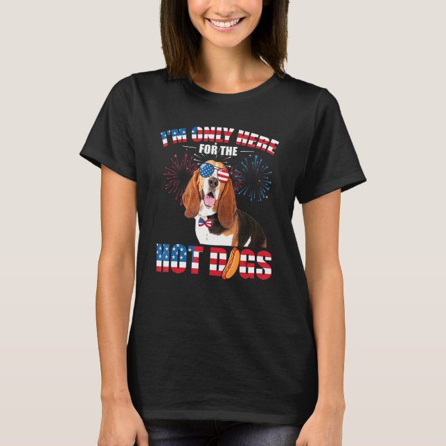 Camiseta Estou Aqui Somente Para Os Cachorros Quentes Ameri (Frente)