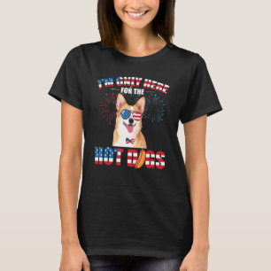 Camiseta Estou Aqui Somente Para Os Cachorros Quentes Corgi
