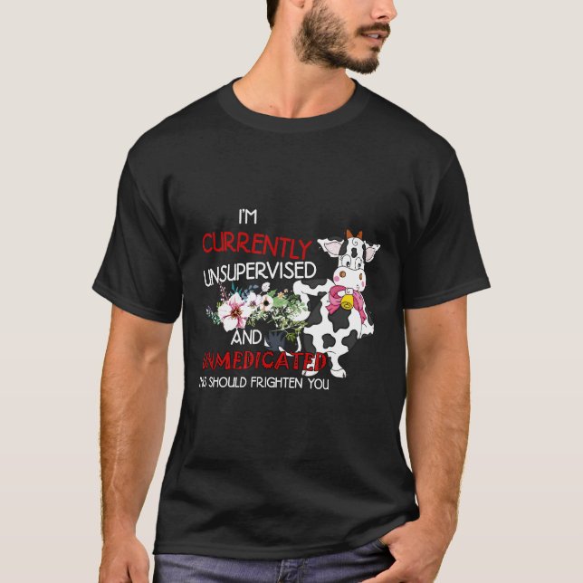 Camiseta Estou Atualmente Vacas sem Supervisão (Frente)