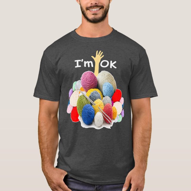Camiseta Estou Bem, Crochet Engraçado E Mess De Fios. (Frente)