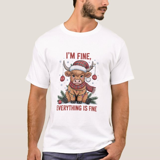 Camiseta Estou bem, está tudo bem, Vaca das Terras de Natal (Frente)