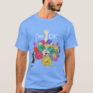 Camiseta Estou Bem Fio de Tricô Crochê Divertido retrô vint