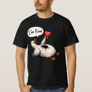 Camiseta Estou Bem, Ganso Bobo e Divertido Segurando Coraçã