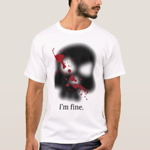 Camiseta "Estou bem" sangrenta e sinistra.