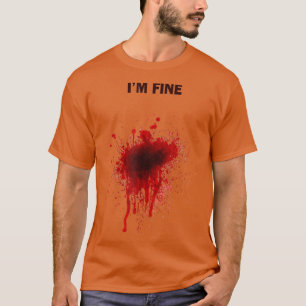 Camiseta Estou bem sangrento ferido assustador Halloween Br