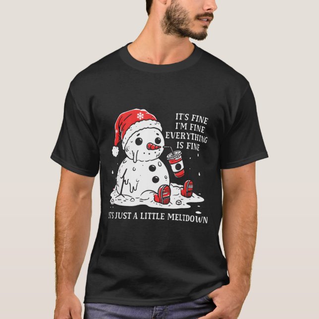 Camiseta Estou Bem Tudo Bem Só Tendo um Natal de Colapso  (Frente)