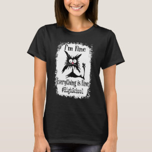 Camiseta Estou Bem Tudo Está Bem Gato Escola Secundária