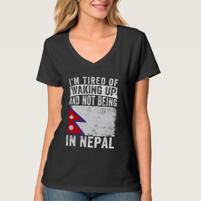 Camiseta Estou cansado de acordar e não estar no Nepal (Frente)