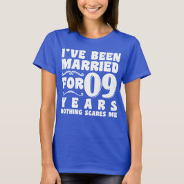 Camiseta Estou Casado Há 09 Anos Festa de Casamento Engraça