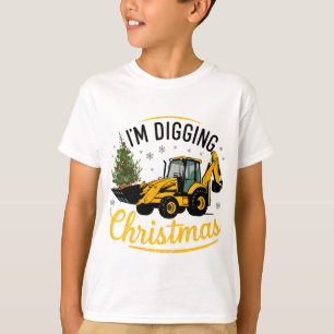 Camiseta Estou Cavando Natal Escavadeira Fofa Árvore Crianç
