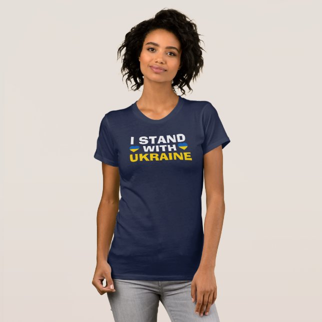 Camiseta ESTOU COM A Camisa-T feminina UCRÂNIA (Frente Completa)