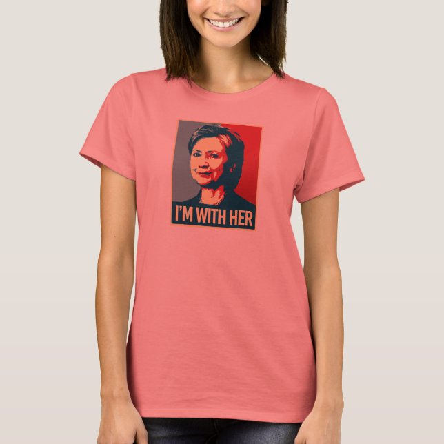 Camiseta estou com a Hillary poster - (Frente)