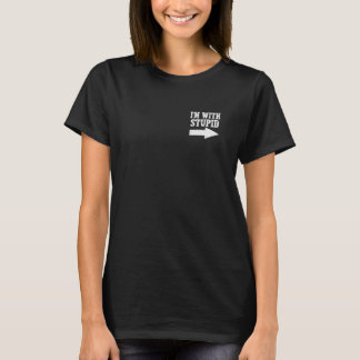 Camiseta Estou Com Idiota Seta Apontando para Direita Engra