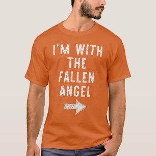 Camiseta Estou com o Anjo Caído Roupa de Halloween de Casal