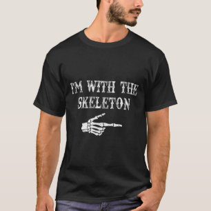 Camiseta Estou com o Casal do Skeleton Halloween Costum