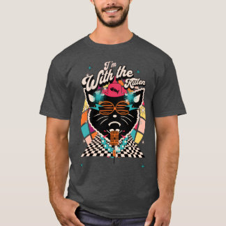 Camiseta Estou com o gato gatinho piadas engraçadas retrô