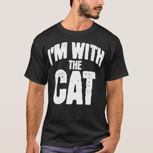 Camiseta Estou com o Gato Roupa de Halloween Combinando Div (Frente)