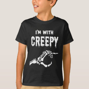 Camiseta Estou com o Halloween de Mão de Esqueleto Cerrante