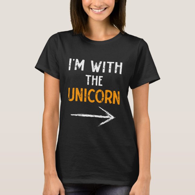 Camiseta Estou com O Unicórnio Funny Halloween Matching  (Frente)