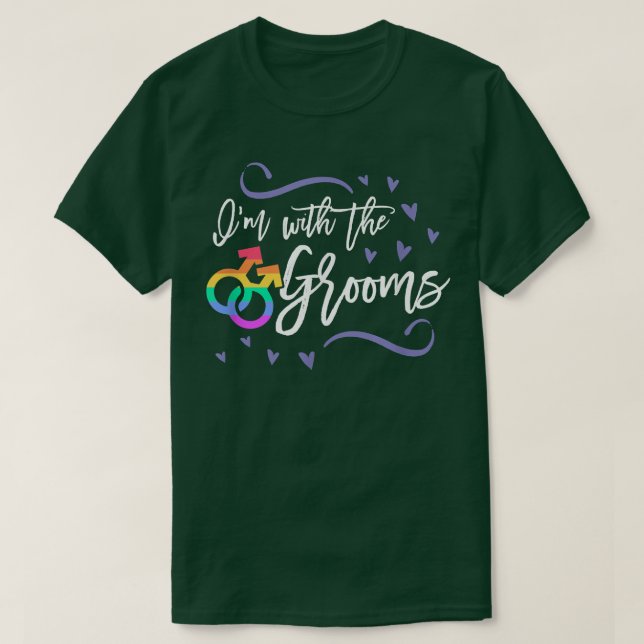 Camiseta Estou Com Os Noivos Casamento LGBTQ Gay Casamento  (Frente do Design)