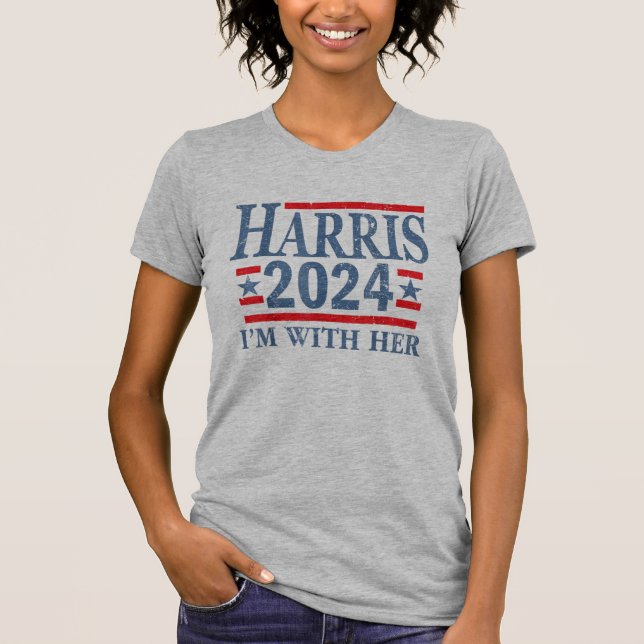 Camiseta Estou com seu voto em Kamala pelo presidente Harri (Frente)