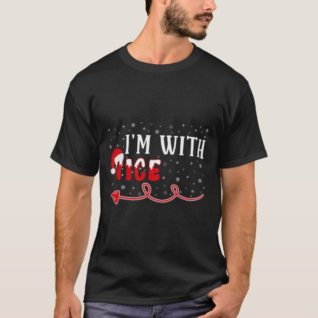 Camiseta Estou com uma bela fantasia de Casal de Natal (Frente)