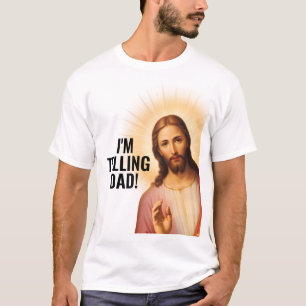Camiseta Estou Contando ao Papai - Meme Engraçado de Jesus