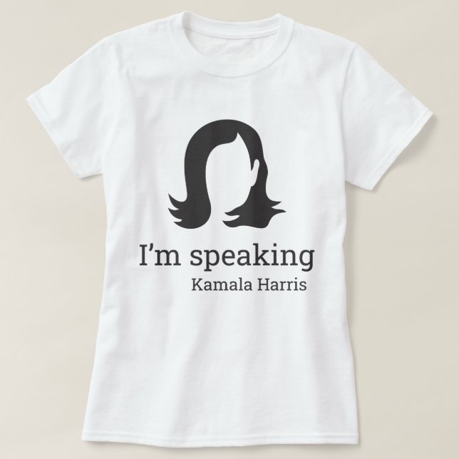 Camiseta Estou falando Kamala Harris preto e branco (Frente do Design)