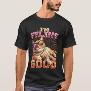 Camiseta Estou Felino Gato Bom Com Óculos De Sol Gato De Bo