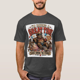 Camiseta Estou Me Divertindo Muito Citação de Urso Engraçad